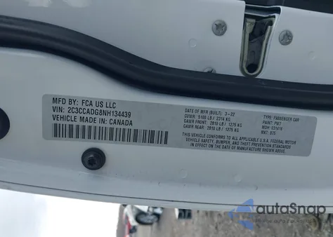 2022 Chrysler 300 Touring L z USA, uszkodzony, nr VIN 2C3CCADG8NH134439